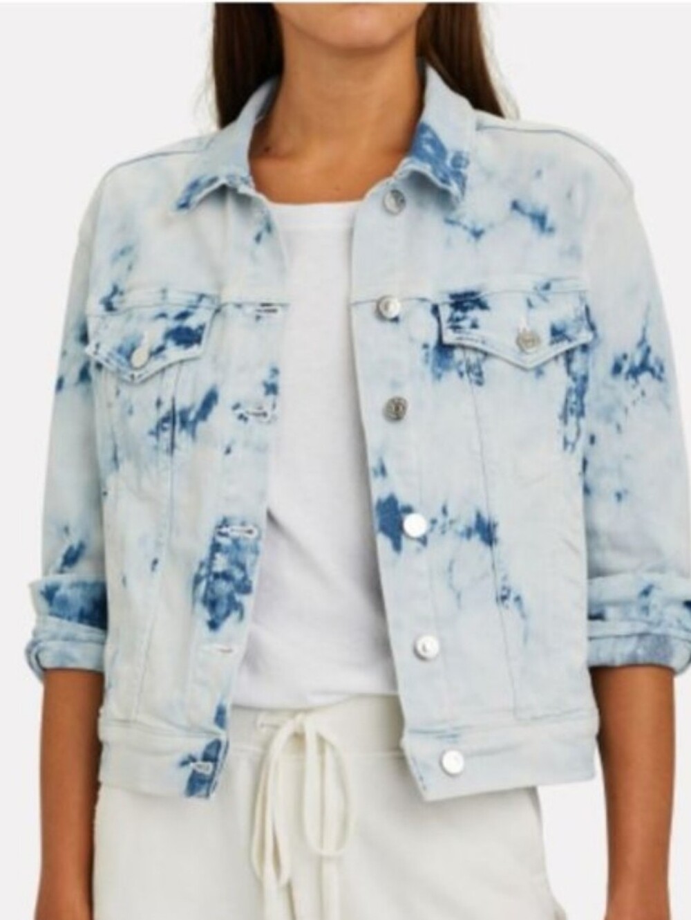 Veronica Beard Light Blue Tie-Dye Denim Kinley Jacket Size Medium $498
